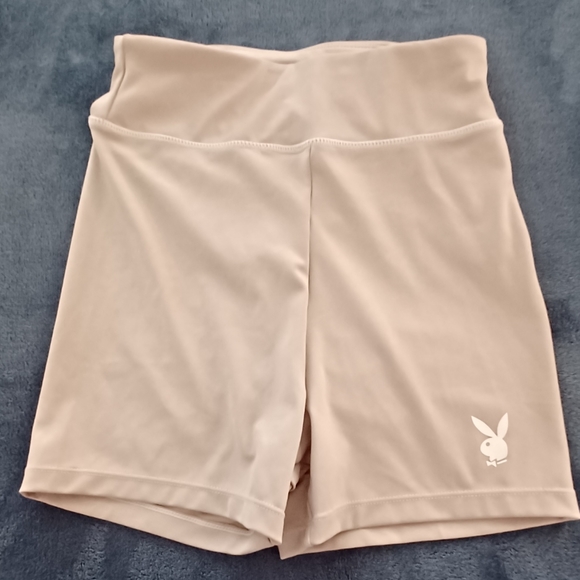 Playboy x Missguided 6 Pale Pink Bunny Logo Hi-Rise Scrunch Booty Bicycle Shorts - Picture 14 of 15